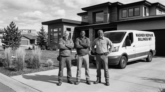 Billings Washer Repair technician and service van outside a customer's home